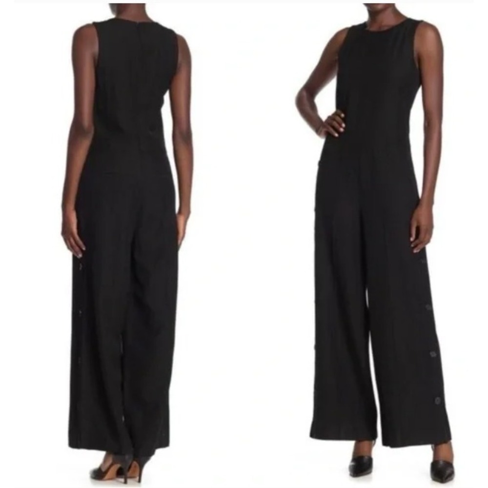 Theory Black Sleeveless Wide-Leg Jumpsuit